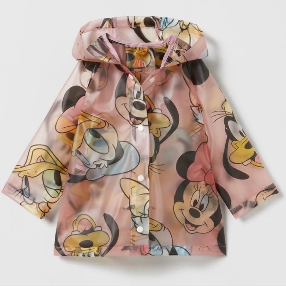 Zara Pink Cartoon Print Raincoat